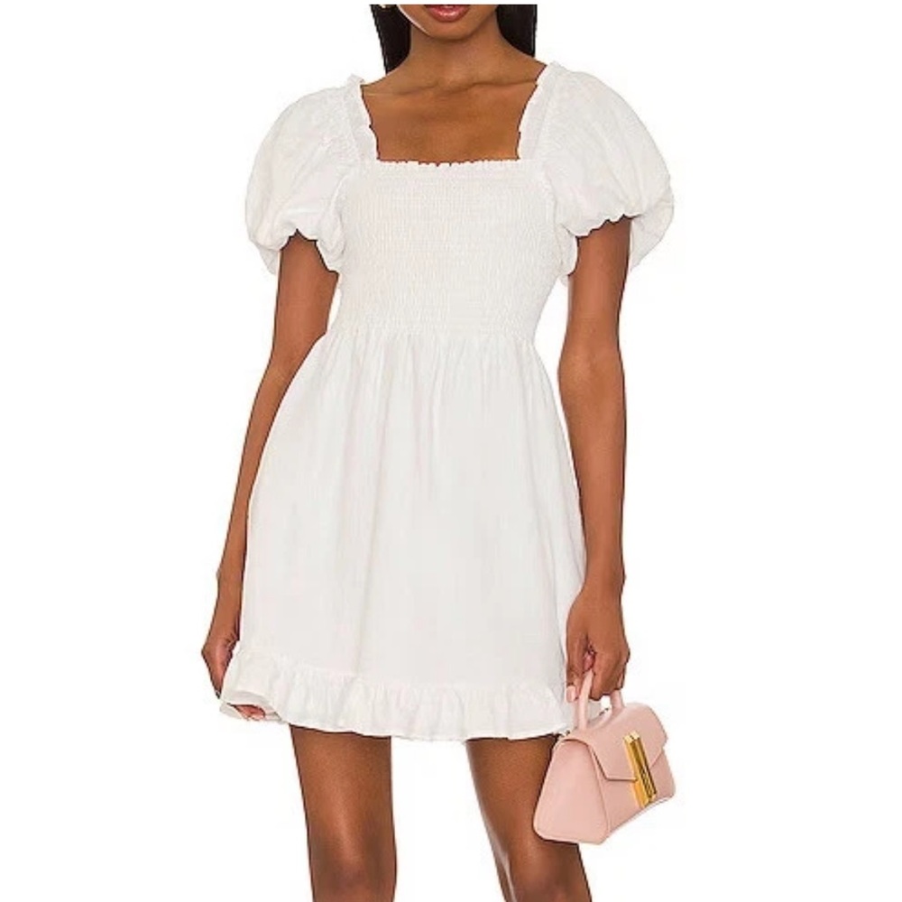 Show Me Your Mumu Colvin White Linen Mini Dress Size XL